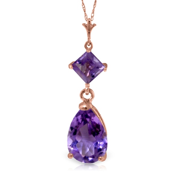 Galaxy Gold Products Jewelry - 14K. SOLID GOLD NECKLACE WITH NATURAL AMETHYSTS